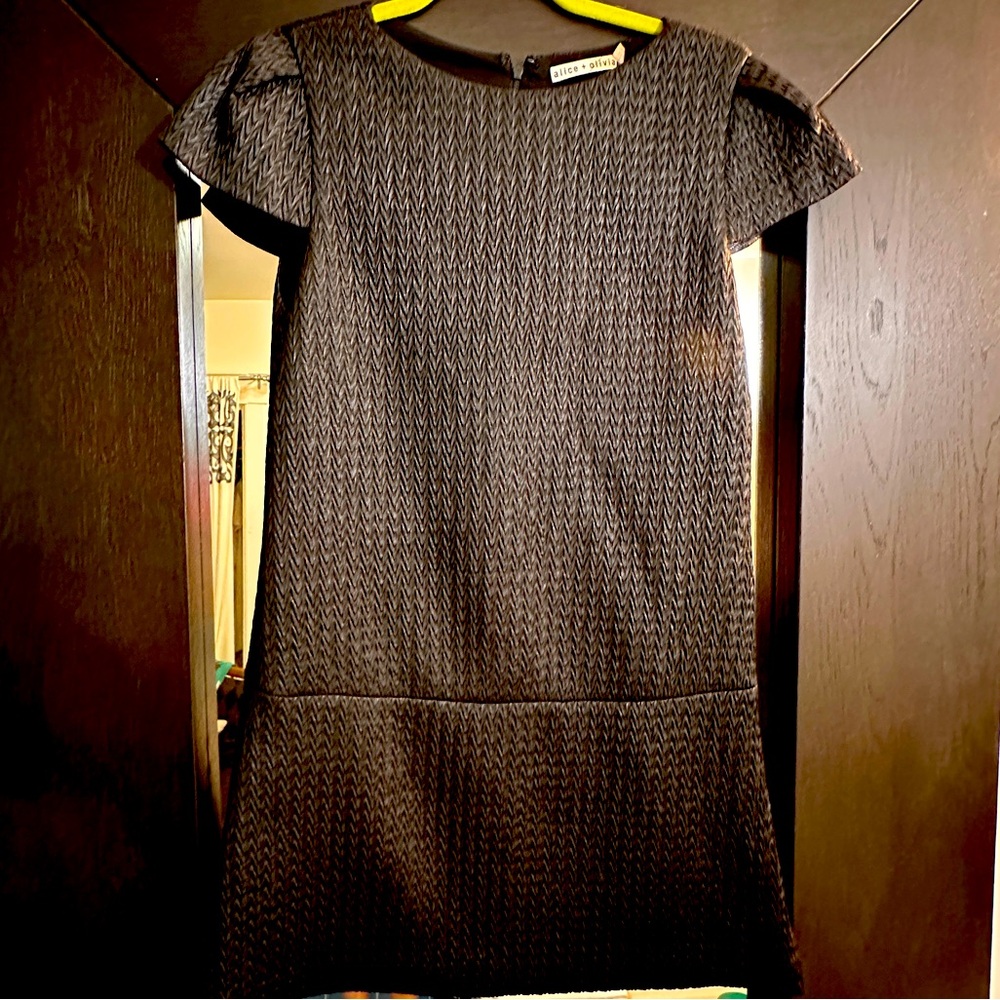 Alice+Olivia Black Cap Sleeve Dress